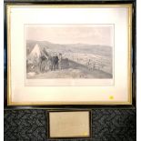 Framed 1855 print of Crimean War : Cavalry Camp by William Simpson (1823-99) after R M Bryson and