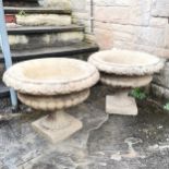 Pair of pedestal circular planters 40cm high x 58cm diameter- In good used condition