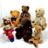 Qty of odd bears inc Superted (30cm), Charlton bear (Monty), Burberry bear etc