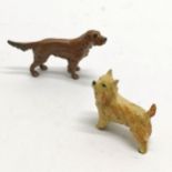 2 x cold painted bronze dog figures inc red setter (6.5cm across x 4cm high)