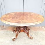 Antique demi lune tilt top table with strung inlay decoration 70cm high x 120cm long x 85cm deep -