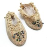Pair of child's north American Indian chamois leather beaded moccasins 15cm long