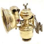 Antique Nordlicht brass cycle lamp 15cm high- some dents and missing it's front glass panel