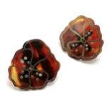 1912 antique silver hallmarked tortoiseshell piqué worked pair of flower earrings by Corke Brothers