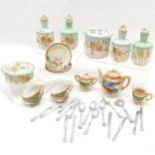 Victorian ceramic dressing table set, some pieces crazed and slight rim chips, t/w child's tea set