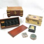 Oriental brass box with enamel panel details (15.5cm x 9.5cm x 5.5cm & slight a/f), Palekh box