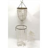 Vintage Crystal bag chandelier 18 cm diameter 28 cm drop, and another 19 cm diameter 23 cm drop.