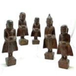 5 x Oriental lacquered wooden Buddhist attendants - tallest 47cm