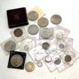 Qty of GB coins inc £5, crowns, 1902 1/- (with hole) & 1936 1d coin etc