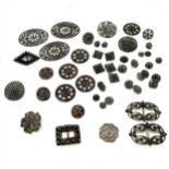 Qty of antique cut steel buckles & buttons - largest 6cm across