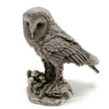Sterling silver hallmarked Country Artist figure of an owl with glass eyes 6cm high