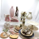 Royal Doulton Dickens Ware vases, Alfred Meakin jug, Masons cheese dish, pair of cream tazzas,