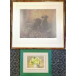2 signed prints - 'Watch with mother' (frame 63cm x 58cm) by John Silver & 'Primroses' by Anne