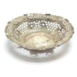 1895 silver bon bon dish with openwork & floral border detail - 11cm & 37g ~ slight dents to base