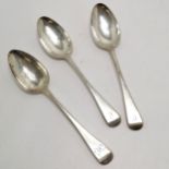 Pair of Georgian silver spoons t/w another Georgian silver spoon - 22cm long & total (3) 187g