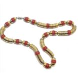 James Galanos necklace with orange red beads - 56cm
