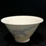 Oriental unusual translucent bowl with dragon / phoenix detail - 14cm detail & no obvious damage