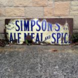 Simpsons Calf Meal and Spice advertising sign 122cm x 45cm- in poor condition