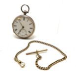 Gents silver hallmarked cased pocket watch 4.5cm diameter by Batty and Son Manchester- small crack