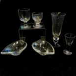 Pair of small Daum glass dishes T/W 3 antique glass and another
