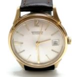 Garrard gents automatic gold cased wristwatch with date aperture - 32mm case & marks to glass