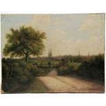 Antique oil on canvas painting of Coventry signed W H Reeve - 43cm x 33cm ~ has been remounted on