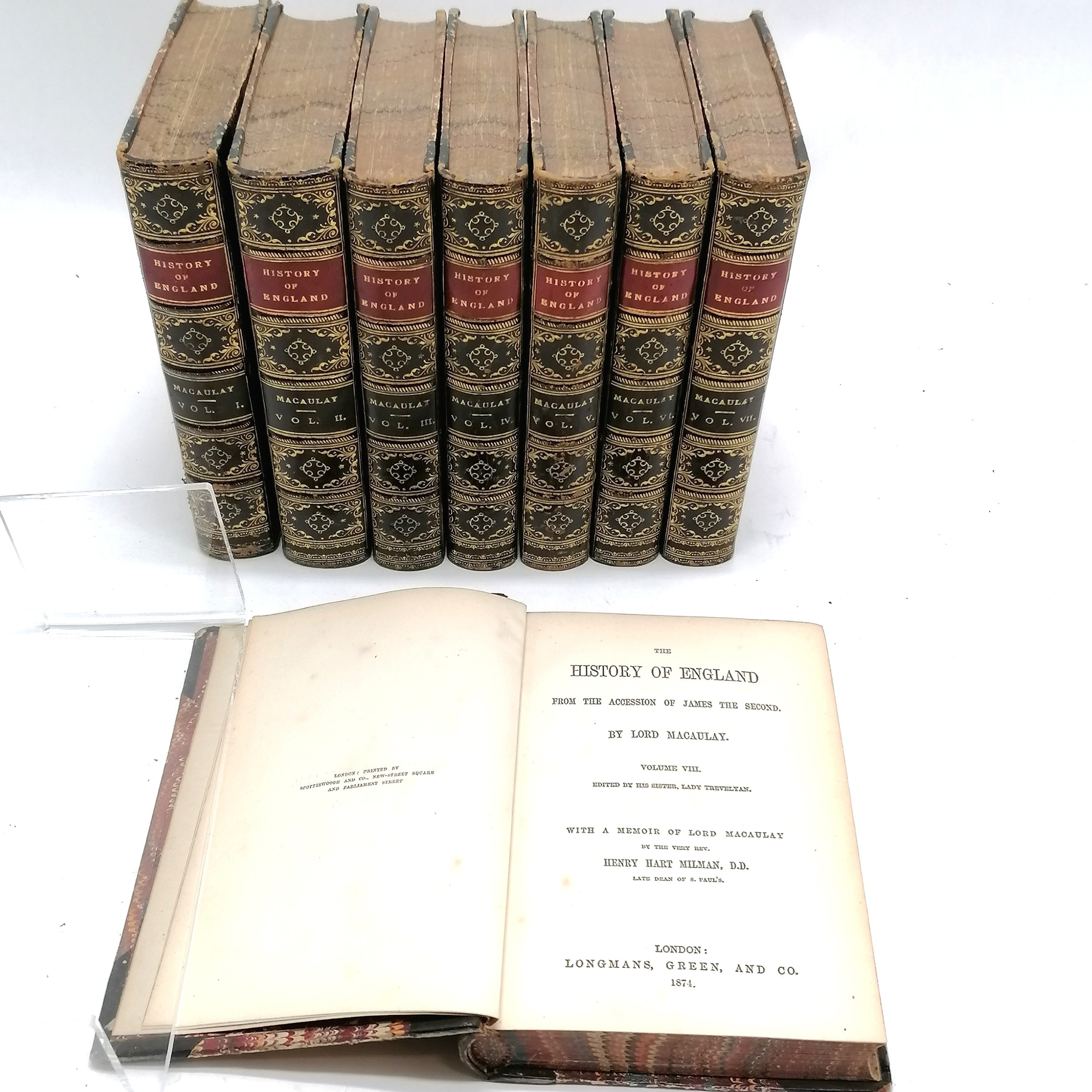 1874/76 set of 8 books History of England by Thomas Babington Macaulay, 1st Baron Macaulay (1800–59)