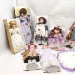 Collection of 7 boxed dolls, Leonardo and Palmary - longest box 75cm