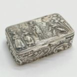 1903 Chester silver snuff box by George Nathan & Ridley Hayes - 6cm x 3.5cm x 1.5cm & 43g ~ has wear