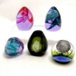 5 x Caithness paperweights - Serenity, Globe trotter, Ultra cool, Ultra hot & Pebble