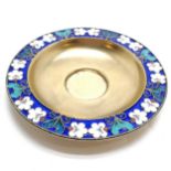 Russian silver gilt saucer with enamel detail - 11cm diameter & total weight 108g