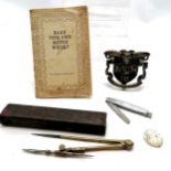 University of Bristol brass door knocker, cased compass, Make Your Own Scotch Whisky booklet