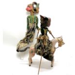 2 x Balinese puppets inc 1 on horseback (total height 48cm)