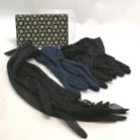 5 x pairs of vintage gloves inc 2 french pairs with black bead decoration (longest 60cm) etc t/w