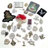 Qty of military badges etc inc Army long service and good conduct medal (24055404 Cpl J S Miller R.