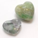 2 natural stone heart ornaments - (48mm across and 675ct & 265ct)