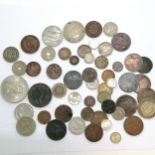 Qty of coins in a cash tin inc tokens, silver etc