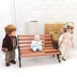 The Leonardo Collection Pair of dolls t/w garden bench with cast iron ends (39cm across x 26cm high)