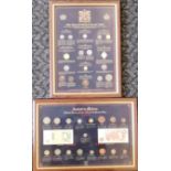 2 x framed sterling collection 'coin' sets - Millennium Collection & Ancient to modern