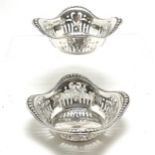 1906 silver pair of pierced wavy edge dishes by Charles S Green & Co Ltd - 10.5cm square & 96g ~