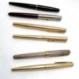 6 x Parker pens inc silver & silver gilt Parker, Parker Sonnet - bark effect pen for spares (inc 14k