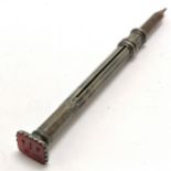 Antique unmarked silver calendar propelling pencil with rebus seal to top - extended length 12.5cm &