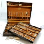 Cased Thai bronze 12 place setting of cutlery with faux bamboo handles - box 51cm x 42cm x 11cm &
