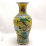 Chinese yellow grounded vase with bird in trees decoration - 45cm high & has some restoration to top