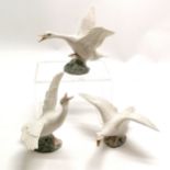 3 x Lladro geese figures - tallest 13cm & no obvious damage
