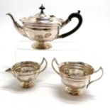 Silver plated Art Nouveau 3 piece tea set - teapot 24cm across & slight a/f to spout otherwise in