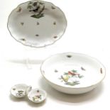 Herend Rothschild pattern large bowl (26.5cm diameter - chip to rim), condiment 2 dish stand, oval