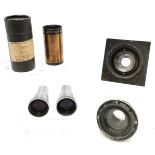 5 assorted projection & Camera Lenses, 2 Supertal 16 mm projection lenses, cased Objectif cinema