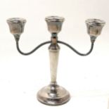 1950 silver 2 branch candelabra by A T Cannon Ltd - 22.5cm high & total weight 486g (has loaded base