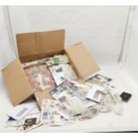 Box of stamps etc inc covers, presentation packs & RAF bible ~ total weight of lot 3.3kg